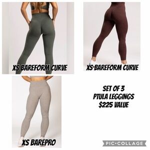 P’TULA 3 Pairs Leggings Bundle XS BAREFORM BarePro NEW